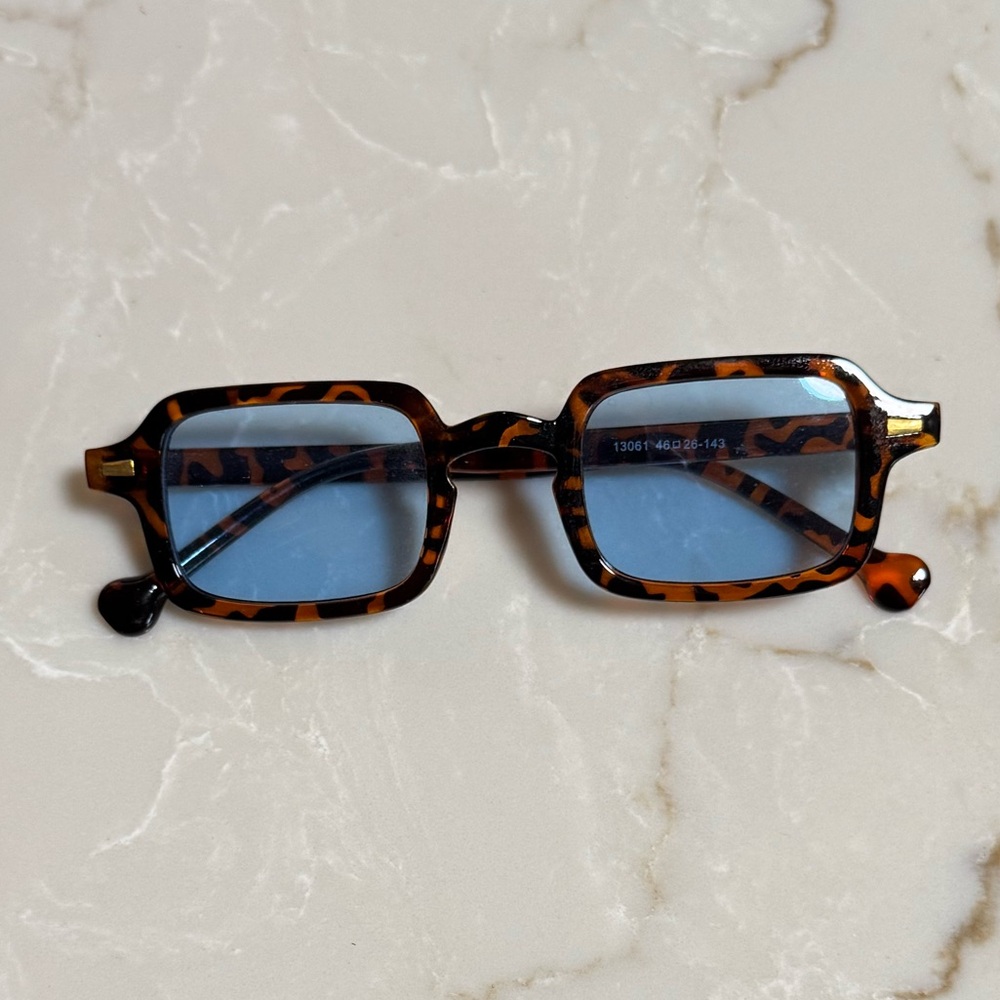 Tortoise Shell Sunglasses with Blue Lenses